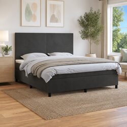 Box Spring Bed with Adjustable Headboard and Mattress