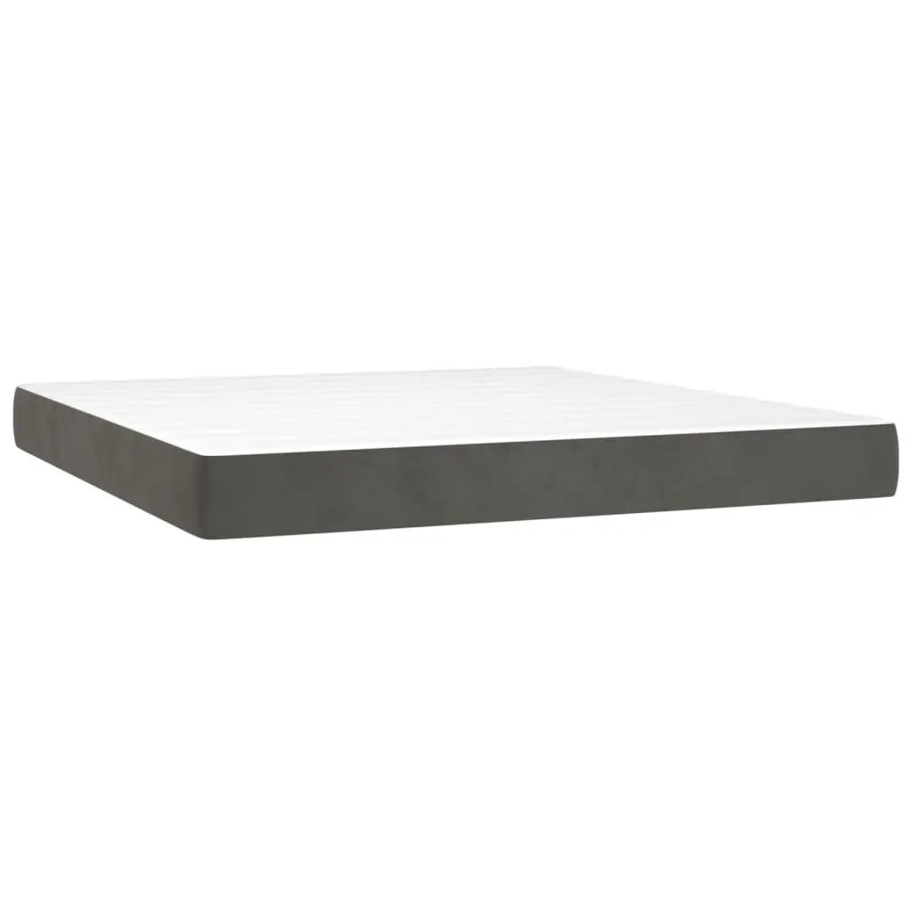 Queen Size Box Spring Bed with Pocket Mattress Velvet Headboard 153x203 cm Grey