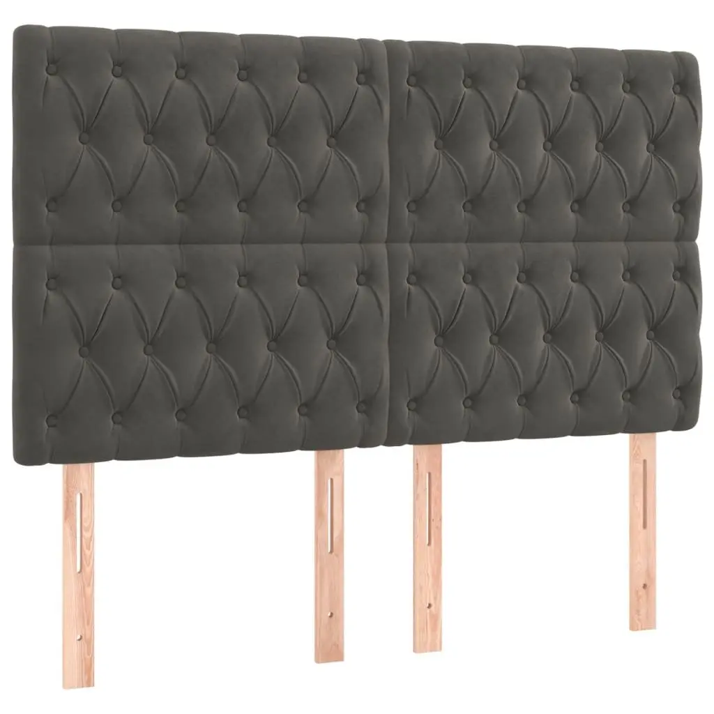 Queen Size Box Spring Bed with Pocket Mattress Velvet Headboard 153x203 cm Grey