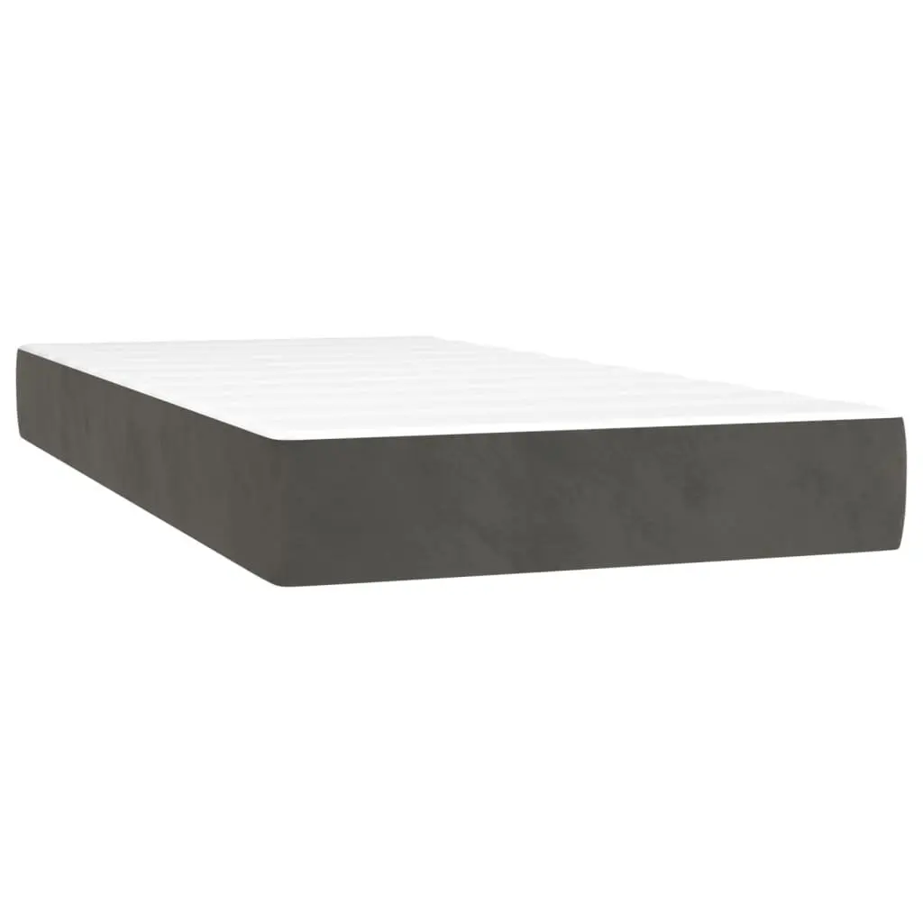 Box Spring Bed Grey Velvet King Single Pocket Spring Mattress 106x203 cm