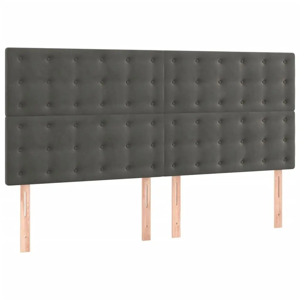 Queen Size Box Spring Bed Grey Velvet Adjustable Headboard Pocket Spring Mattress