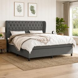 Queen Box Spring Bed with Adjustable Headboard