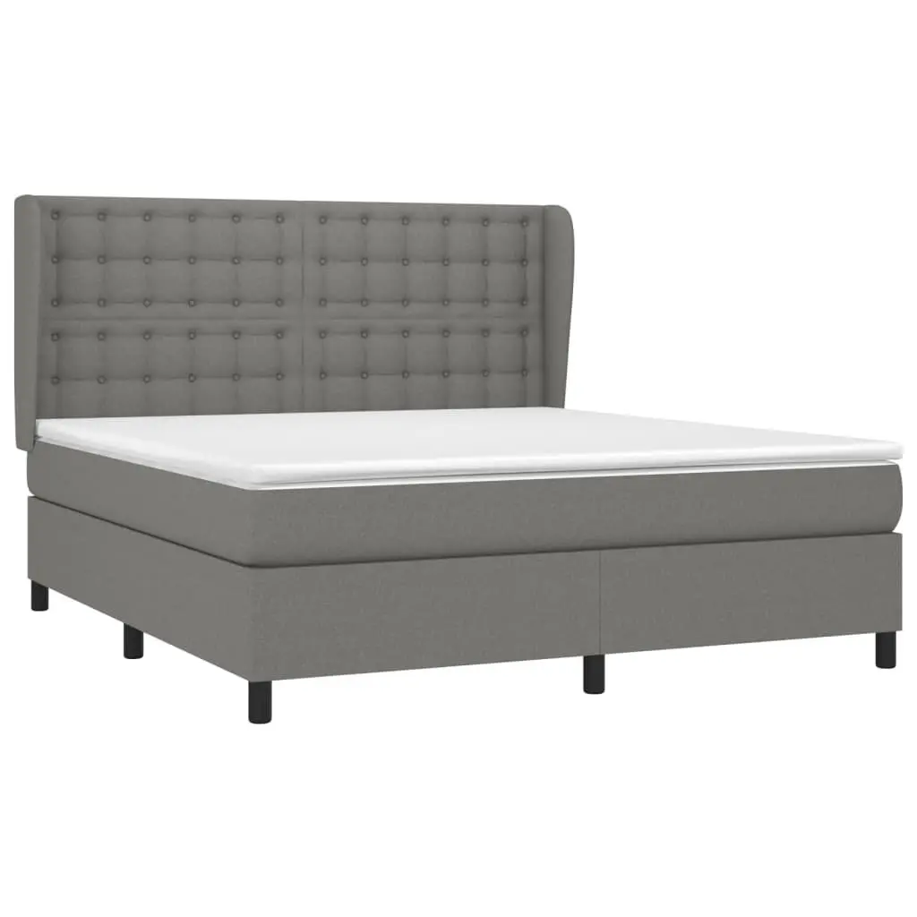 Box Spring Bed Dark Grey Queen Adjustable Headboard Pocket Spring Mattress