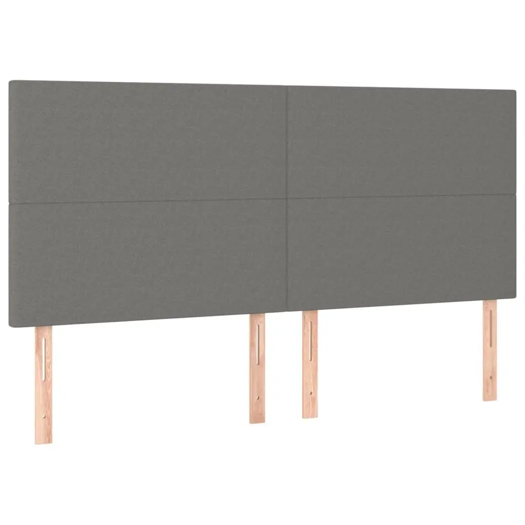 Queen Size Box Spring Bed with Built-in Mattress LED Headboard Dark Grey