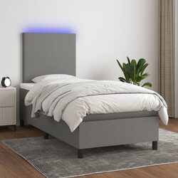 Box Spring Bed with Pocket Mattress and LED - King Single