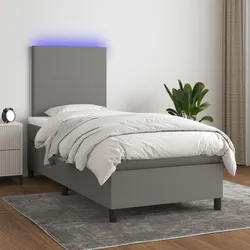 Box Spring Bed with Pocket Mattress and LED - King Single