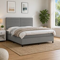 Queen Box Spring Bed with LED Lighting