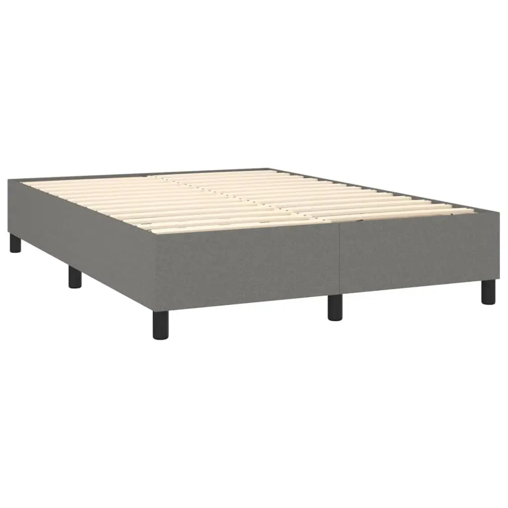 Queen Size Box Spring Bed Grey Fabric Adjustable Headboard Pocket Spring Mattress