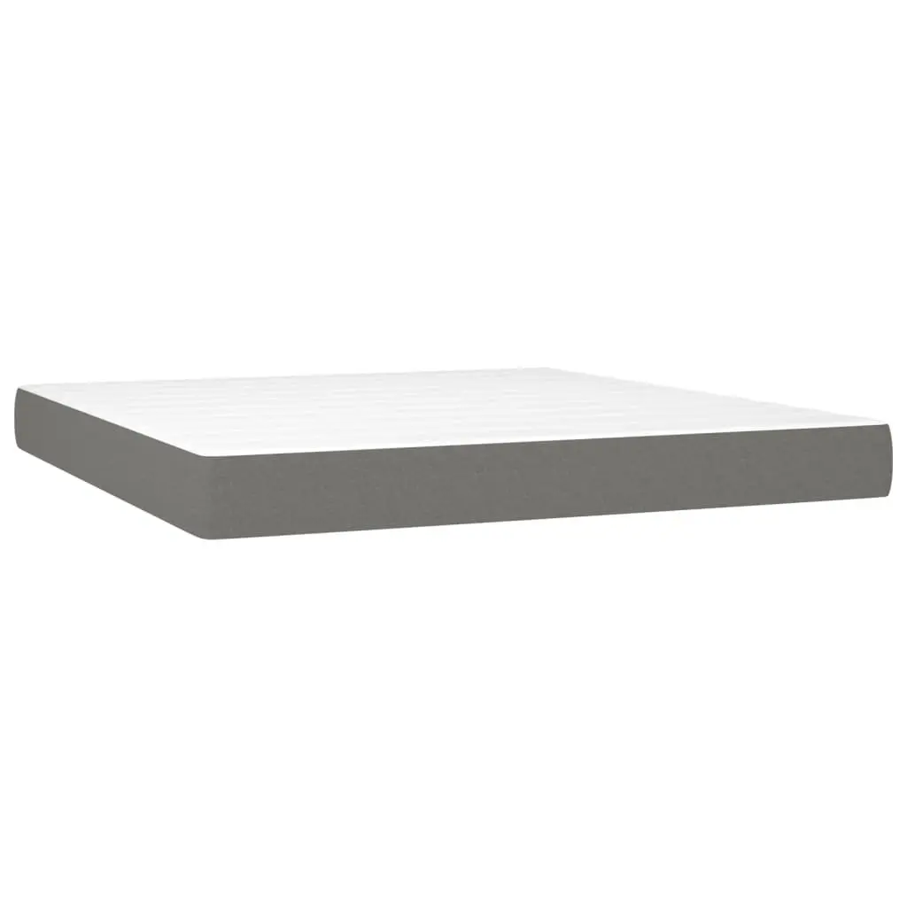 Queen Bed with Mattress Dark Grey Fabric Adjustable Headboard