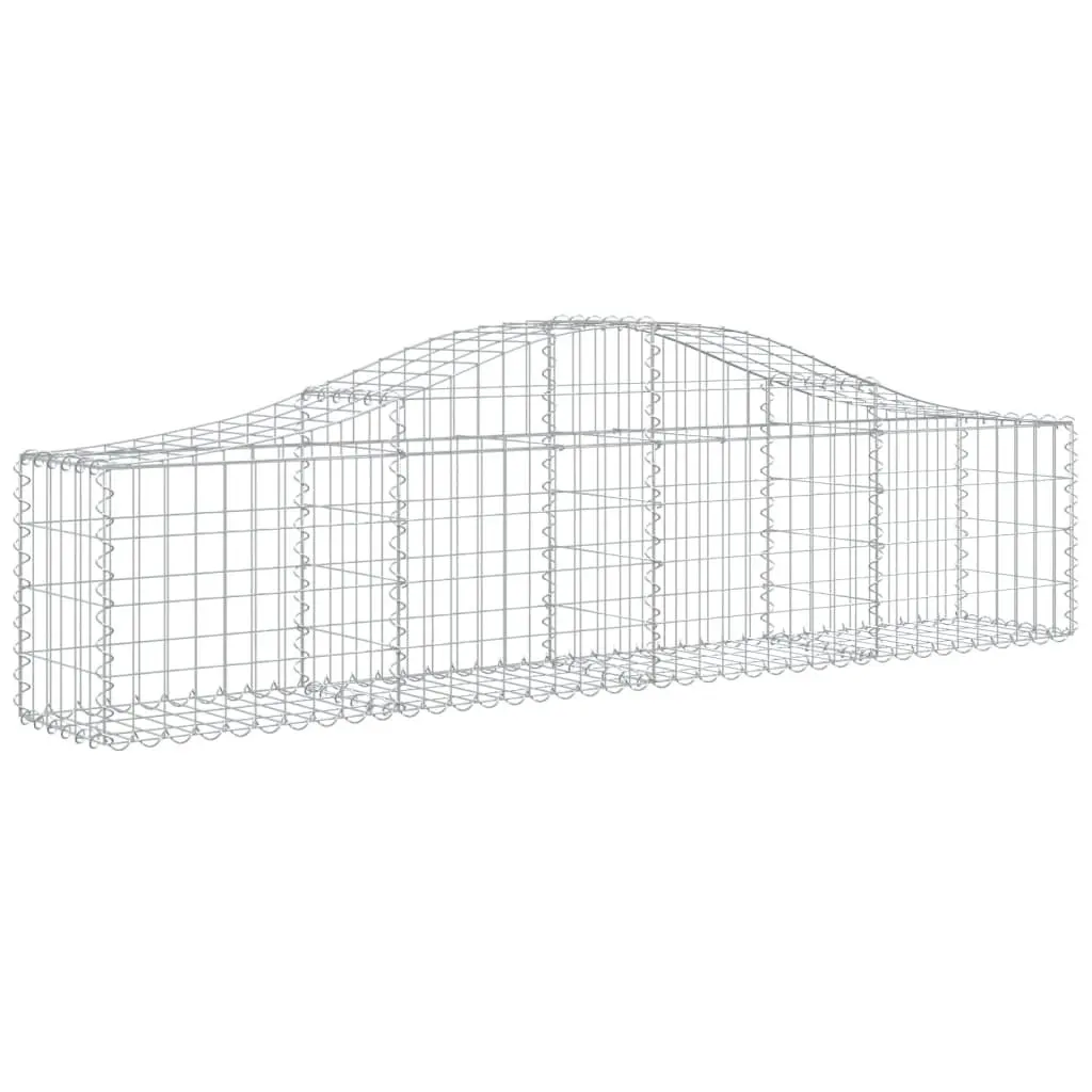 Arched Gabion Baskets Silver 200 x 30 x 40/60 cm Decorative Garden Barrier Sound-Insulating Outdoor 4 Piece