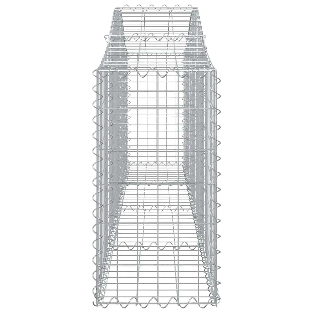 Arched Gabion Baskets Silver 200 x 30 x 60/80 cm Decorative Garden Barriers 2 Piece
