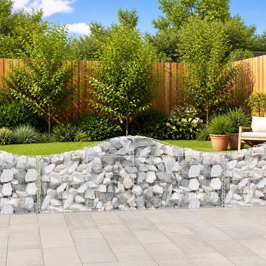 Arched Gabion Baskets Silver 3 Piece Durable Garden Decorative Barriers