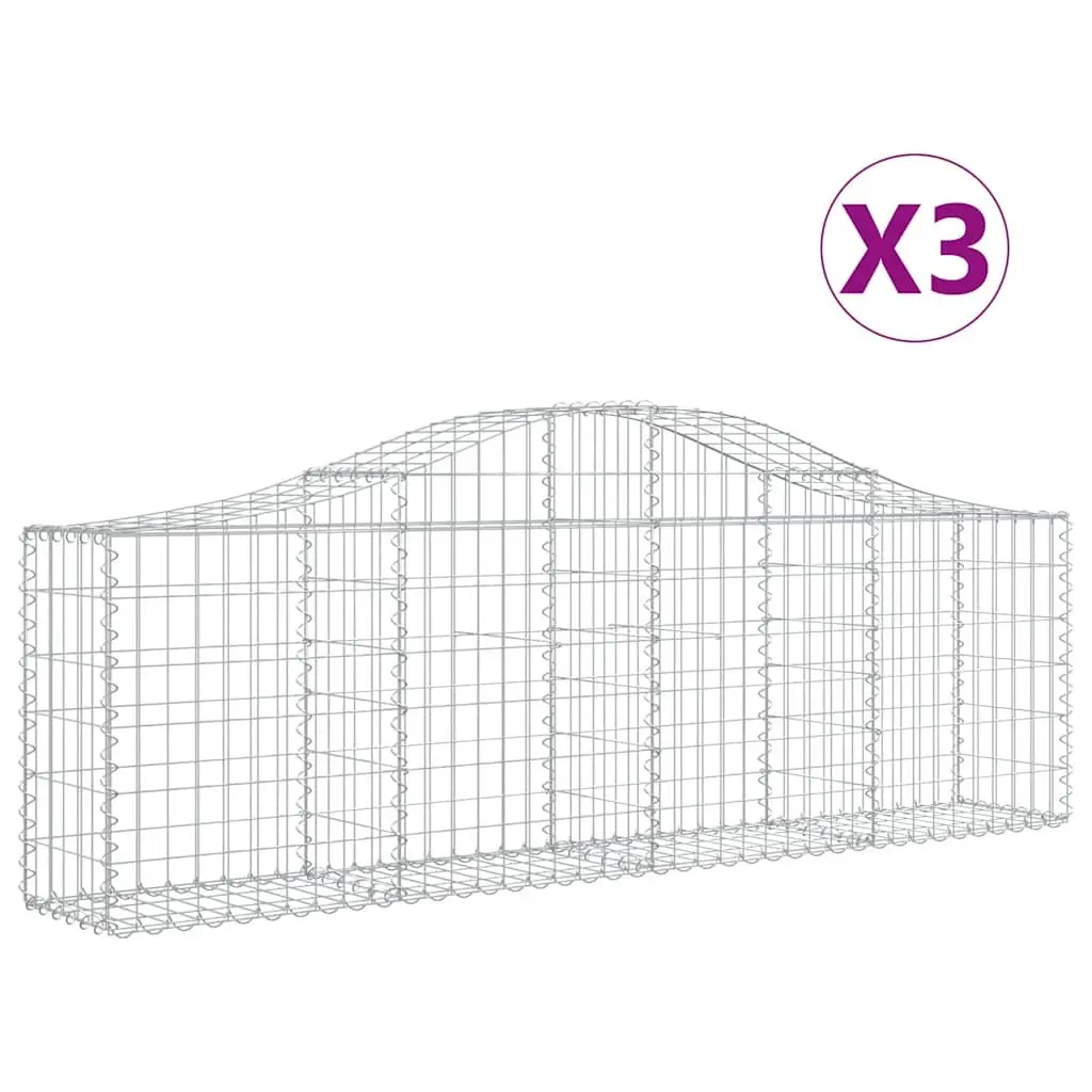 Arched Gabion Baskets Silver 3 Piece Durable Garden Decorative Barriers