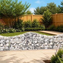 Arched Gabion Baskets 7 pcs Garden Barriers Retaining Walls Outdoor Decorative