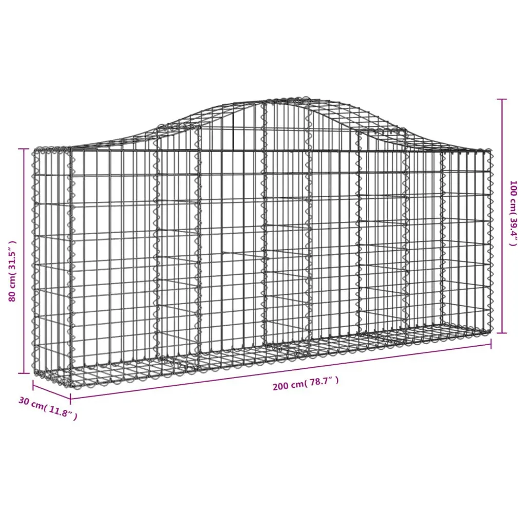 Arched Gabion Baskets Silver 5 Piece Durable Corrosion Resistant Garden Retaining Wall Barriers
