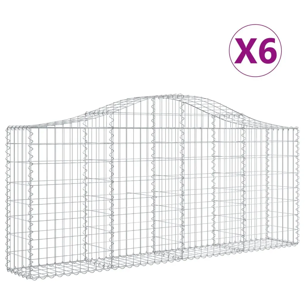 Arched Gabion Baskets Silver 6 Piece Garden Barrier Decorative Outdoor Retaining Wall