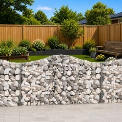 Arched Gabion Baskets 6 pcs Garden Barrier Retaining Wall Outdoor Decorative