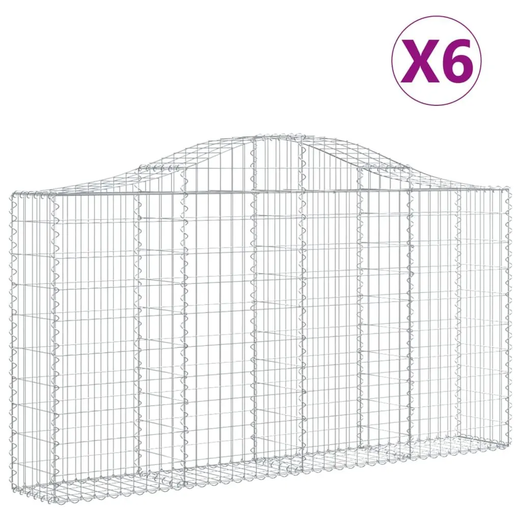Arched Gabion Baskets Silver 6 Piece Garden Barrier Retaining Wall Outdoor Decorative