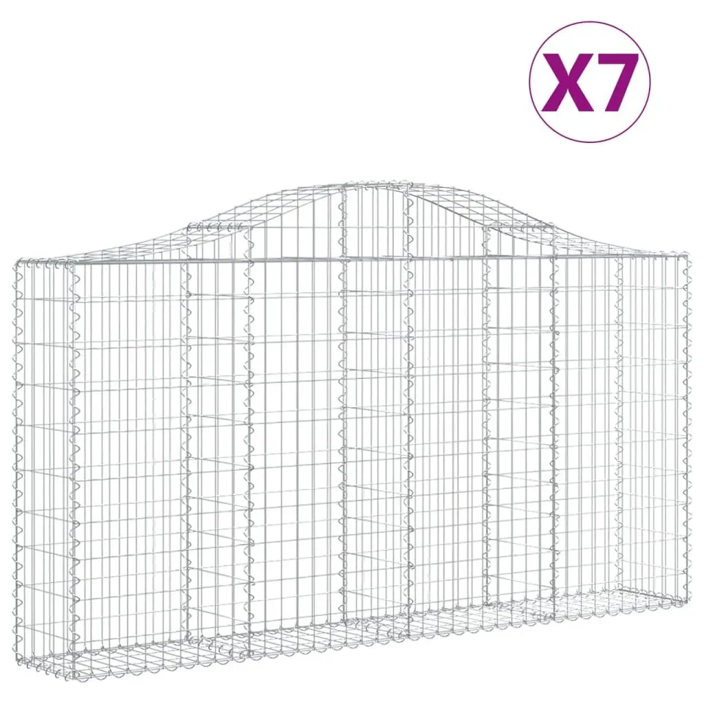 Arched Gabion Baskets Silver 7 Piece Garden Barrier Retaining Wall Outdoor Decorative