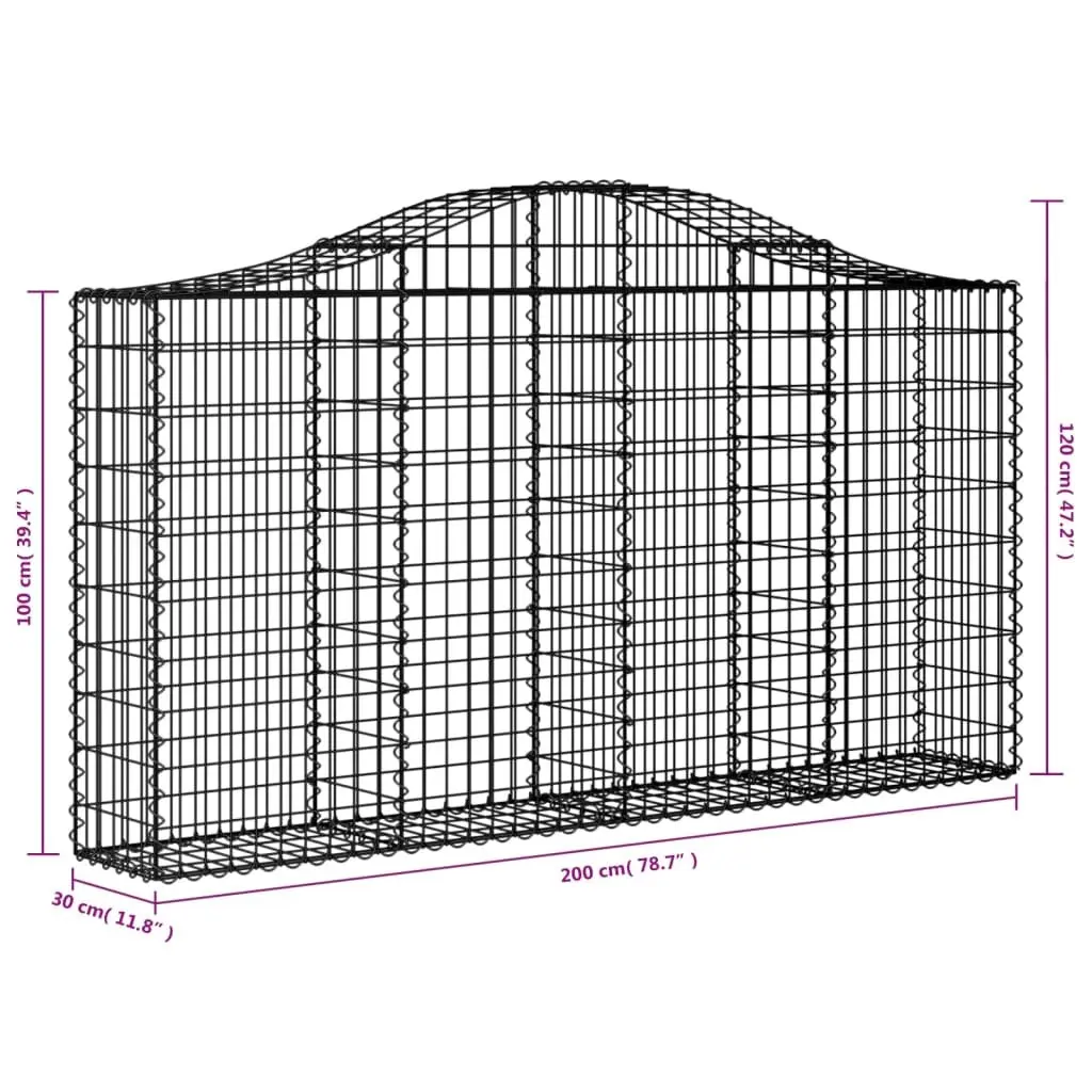 Arched Gabion Baskets Silver 7 Piece Garden Barrier Retaining Wall Outdoor Decorative