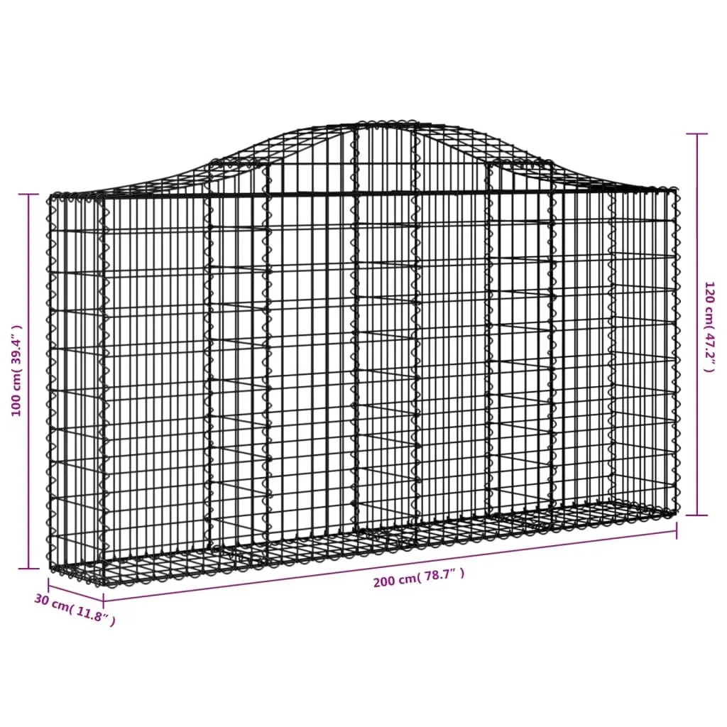 Arched Gabion Baskets Silver 9 Piece Garden Barrier Retaining Wall Decorative Outdoor