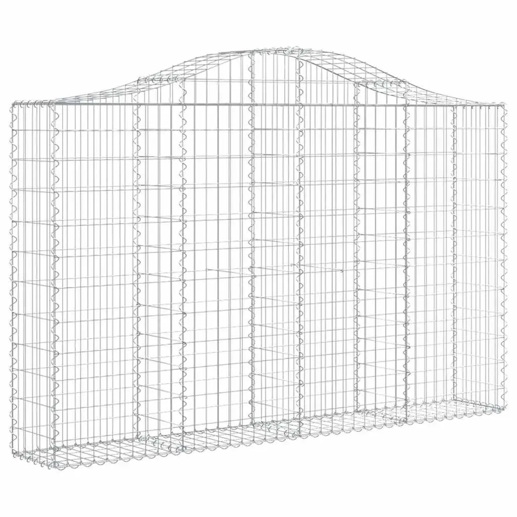 Arched Gabion Baskets Silver 200 x 30 x 120/140 cm Decorative Garden Barrier 2 Piece