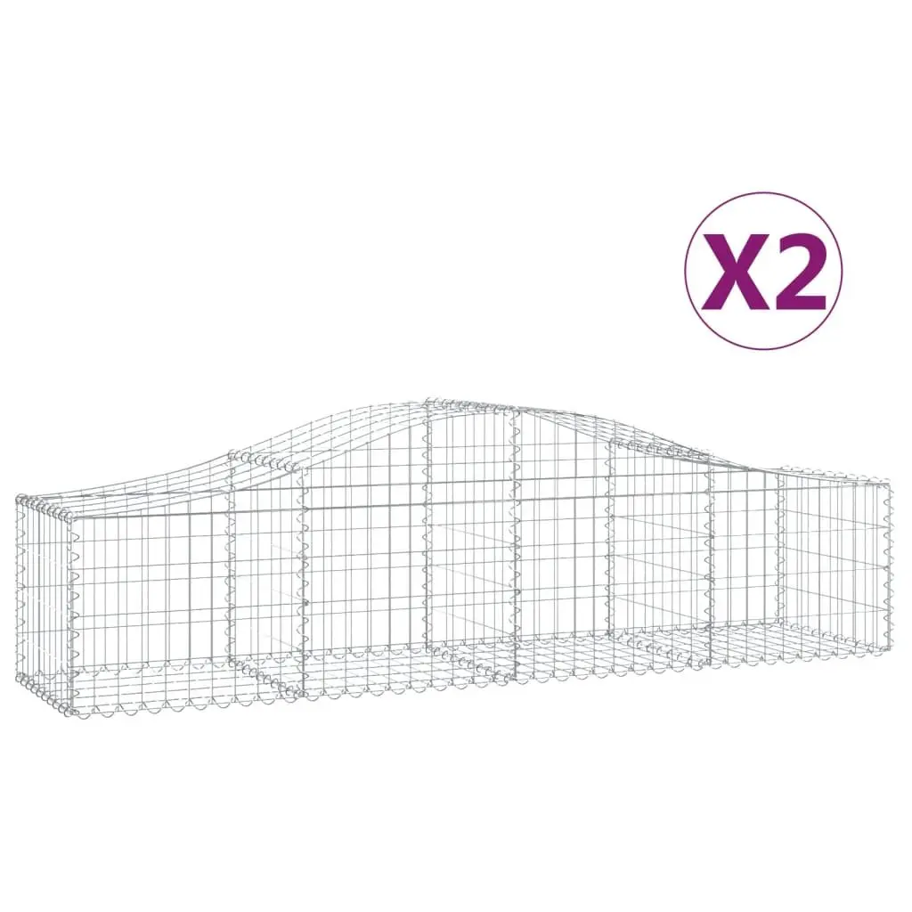 Arched Gabion Baskets Silver 2pc Decorative Garden Barrier Outdoor Fencing