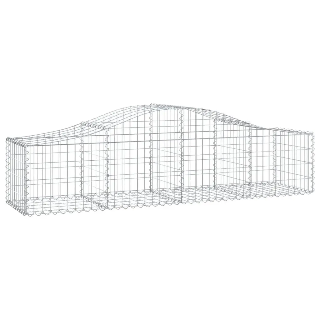 Arched Gabion Baskets Silver 2pc Decorative Garden Barrier Outdoor Fencing