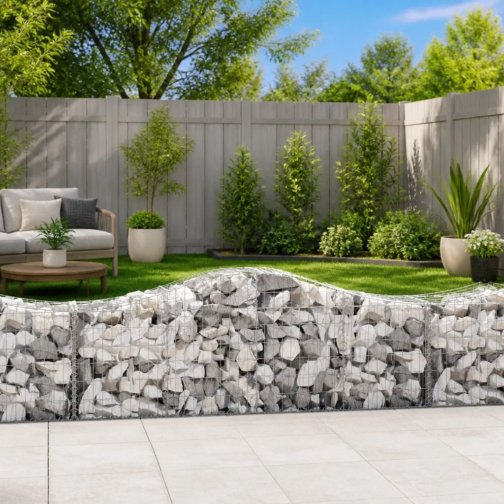 Arched Gabion Baskets Set 8pcs Garden Retaining Wall Decorative Barrier Outdoor