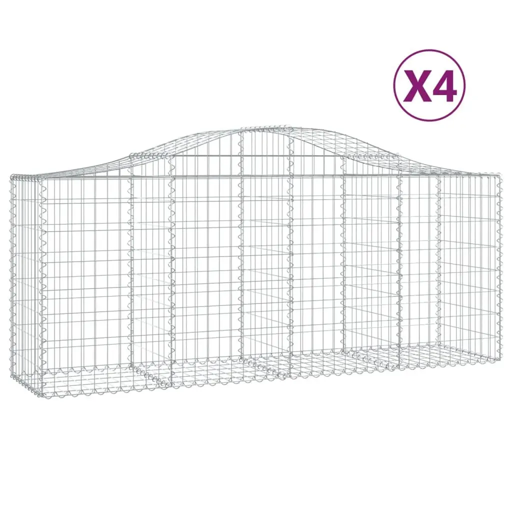 Arched Gabion Baskets Silver 4 Piece Garden Barrier Retaining Wall Outdoor Decorative