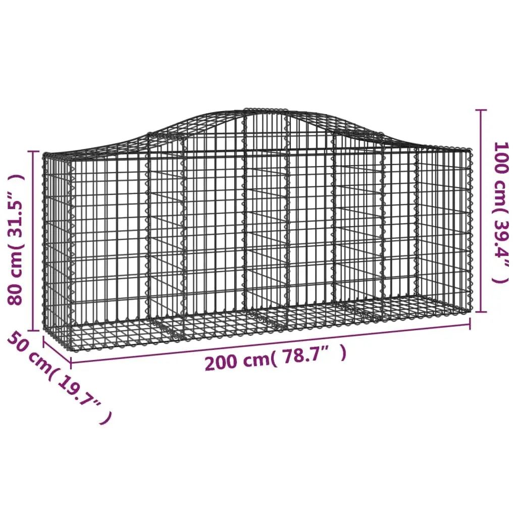Arched Gabion Baskets Silver 4 Piece Garden Barrier Retaining Wall Outdoor Decorative