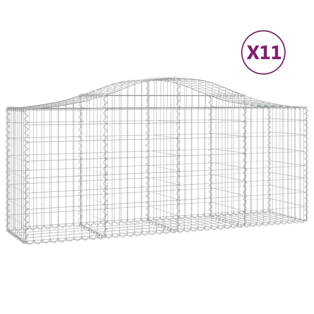 Arched Gabion Baskets 11 pcs Garden Barrier Retaining Wall Outdoor Decorative