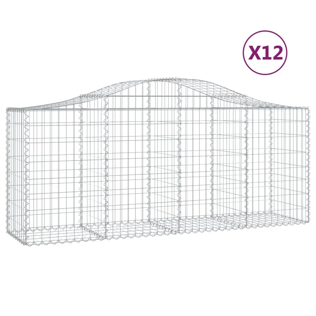 Arched Gabion Baskets 12pcs Garden Barrier Retaining Wall Decorative Outdoor