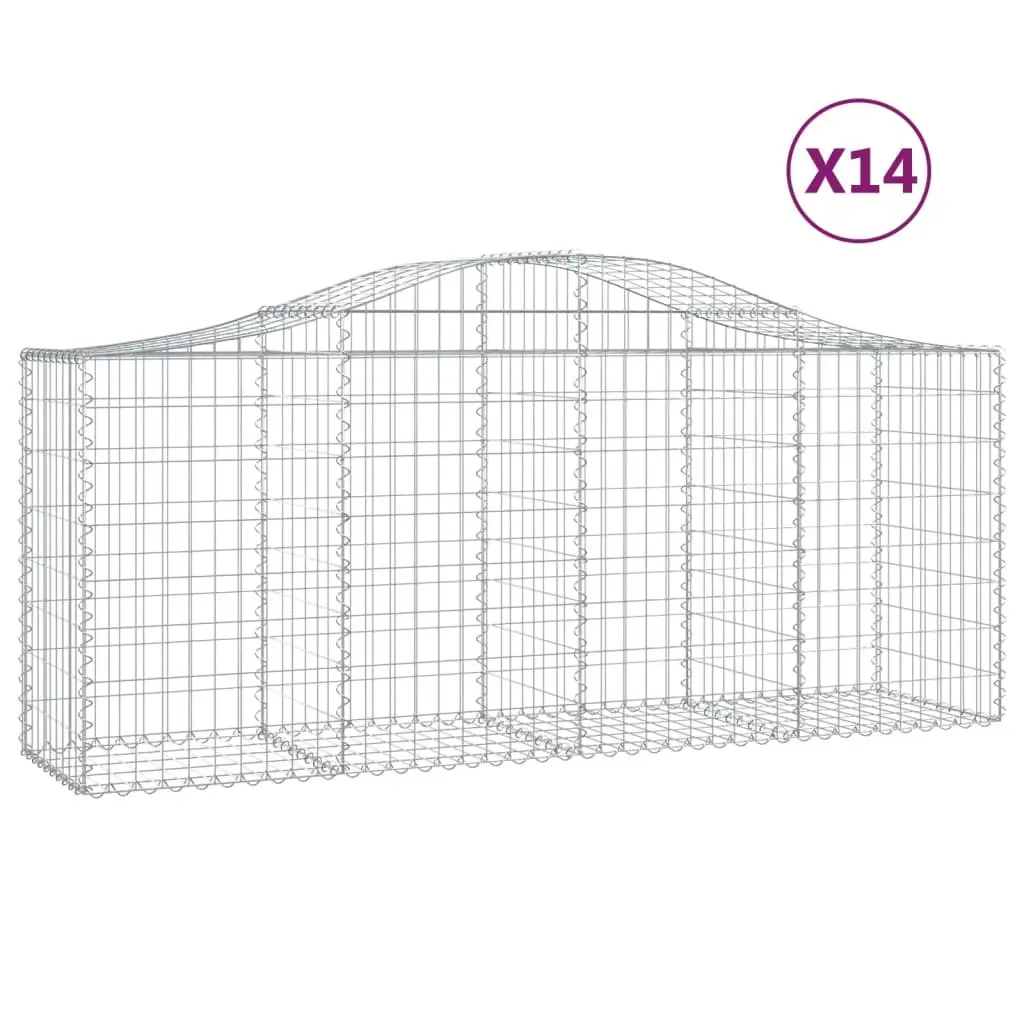 Arched Gabion Baskets Silver 14 Piece Garden Barrier Retaining Wall Decorative Outdoor