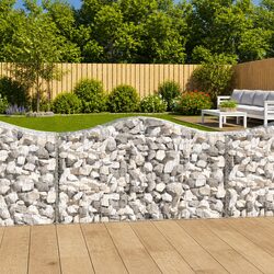 Arched Gabion Baskets 7pcs Garden Barrier Decorative Retaining Wall Silver