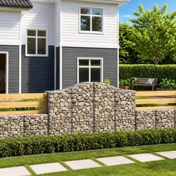 Arched Gabion Baskets 2 pcs 200x50x120/140 cm Garden Retaining Wall Decorative
