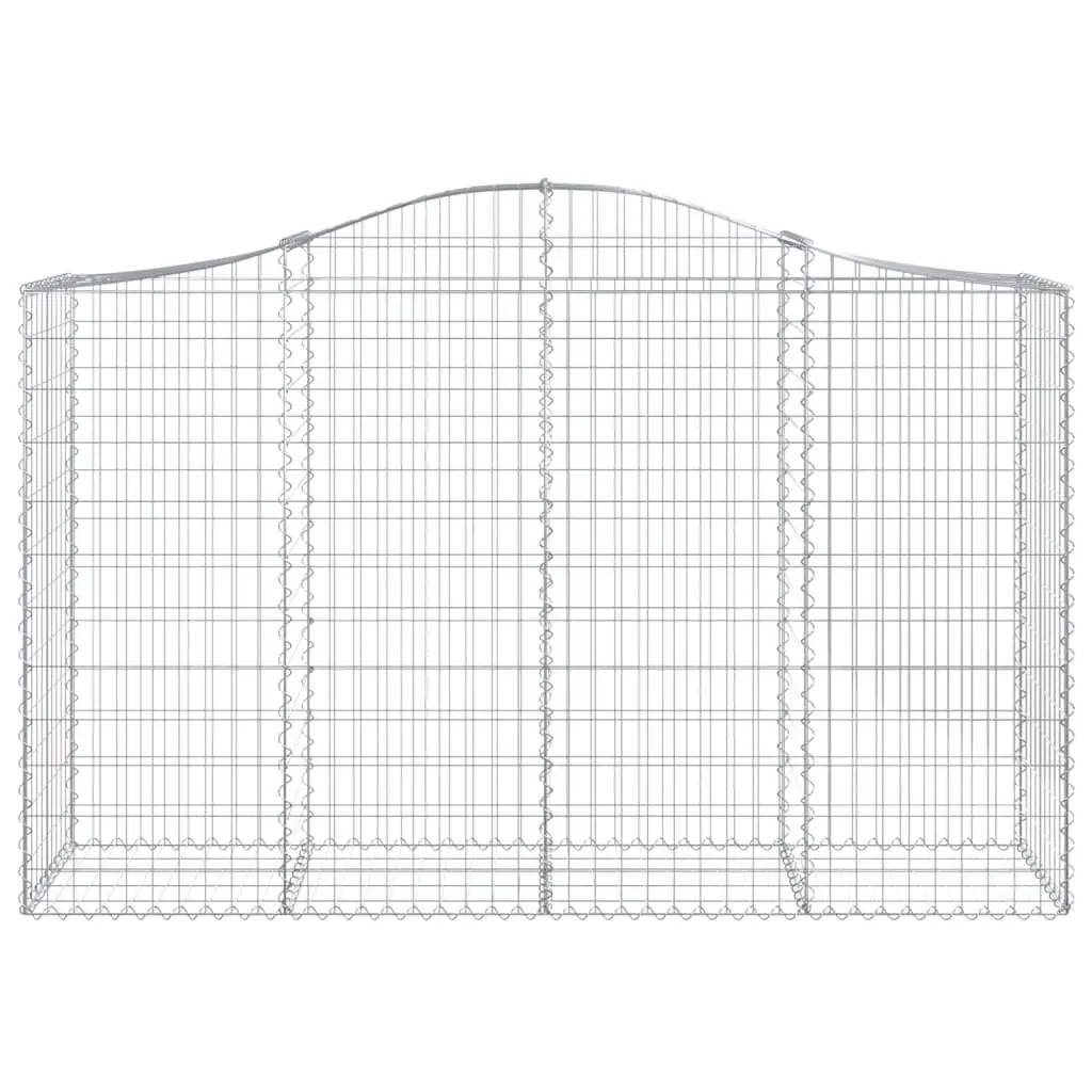 Arched Gabion Baskets Silver 200x50x120140cm Decorative Sound-Insulating Garden Barrier 4 Piece
