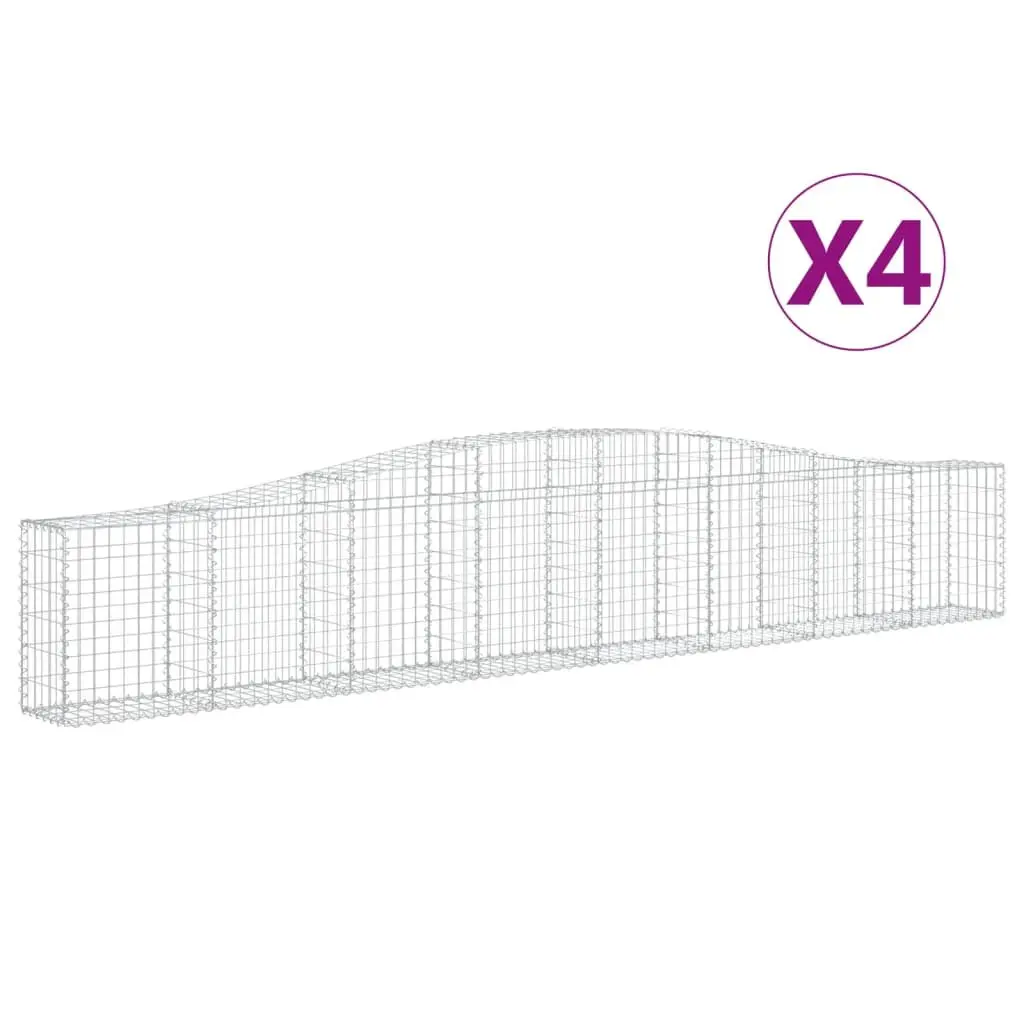 Arched Gabion Baskets Silver Set 4 pcs Garden Retaining Wall Decorative Barrier