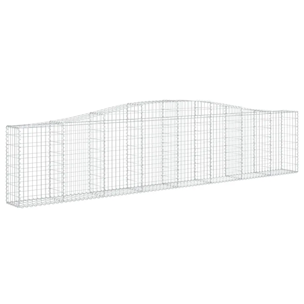 Arched Gabion Baskets Silver 400x30x80/100 cm Decorative Sound-Insulating Garden Barrier 2 Piece Galvanised Iron Construction