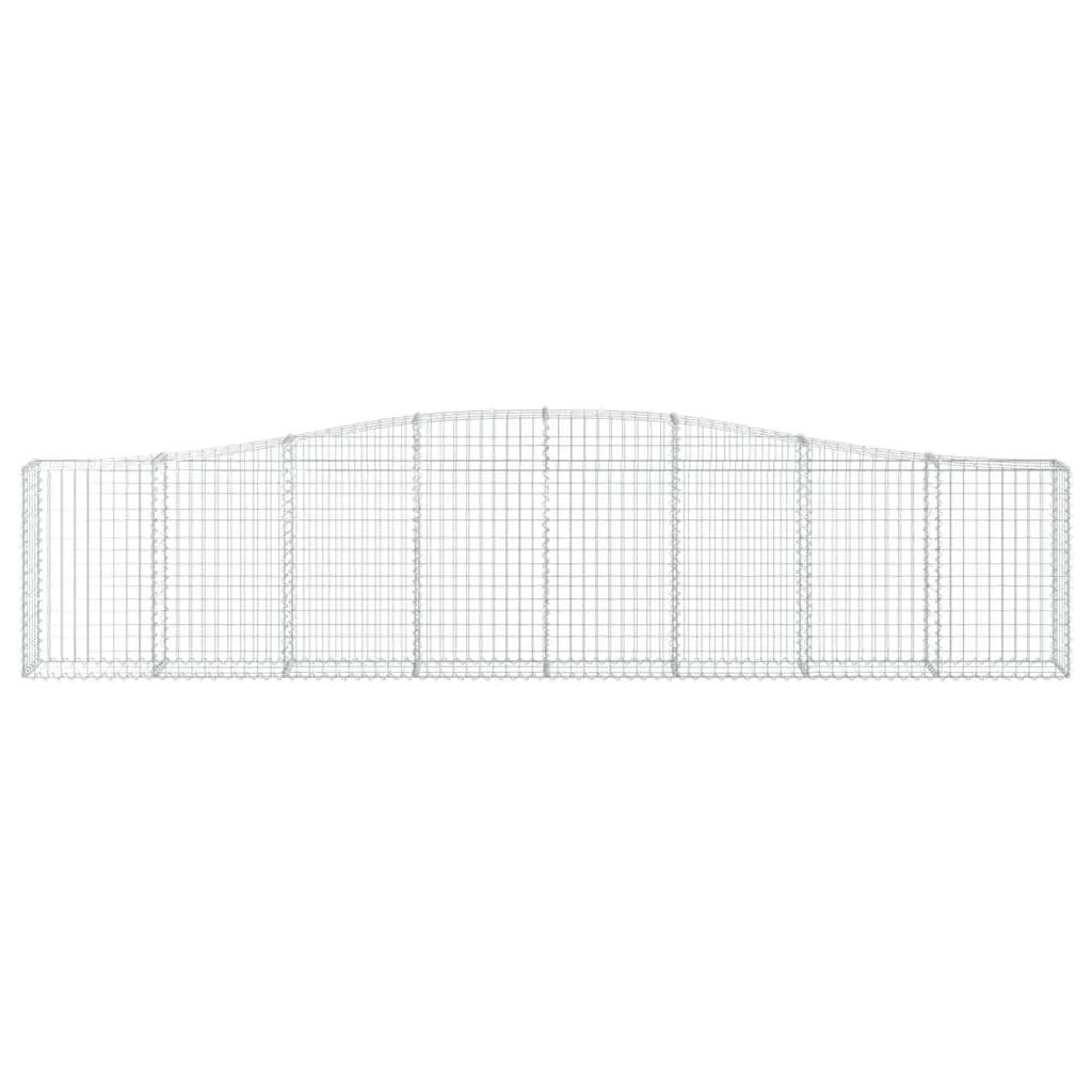 Arched Gabion Baskets Silver 400x30x80/100 cm Decorative Sound-Insulating Garden Barrier 2 Piece Galvanised Iron Construction