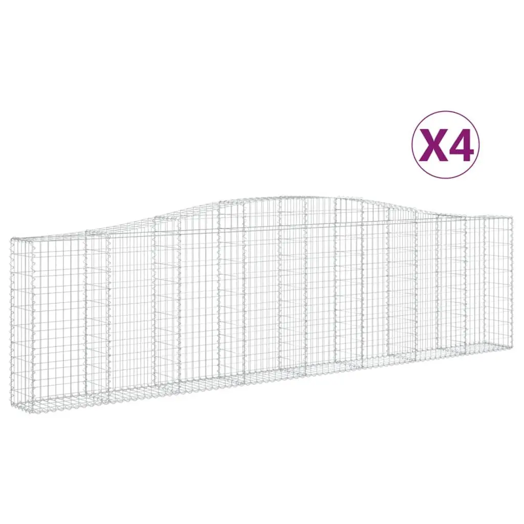 Arched Gabion Baskets Silver 4 Piece Galvanised Iron Garden Barrier Retaining Wall