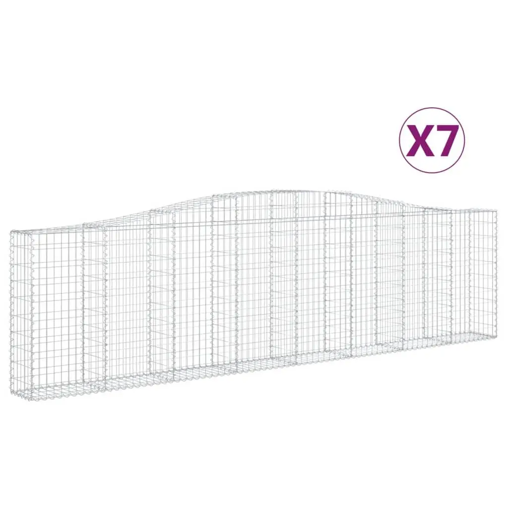 Arched Gabion Baskets Silver 7 Piece Galvanised Iron Garden Retaining Wall Barrier