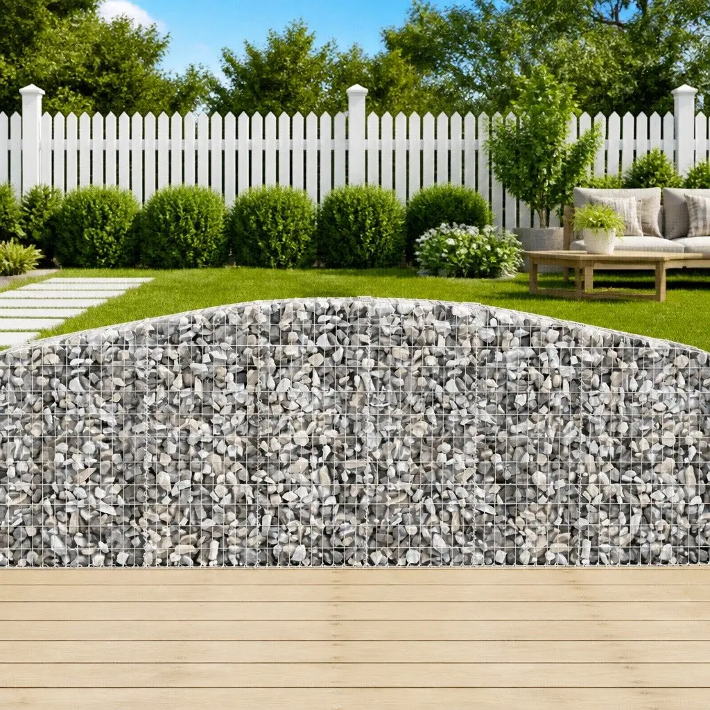 Arched Gabion Baskets Silver 8 Piece Garden Retaining Wall Barrier Outdoor Landscaping