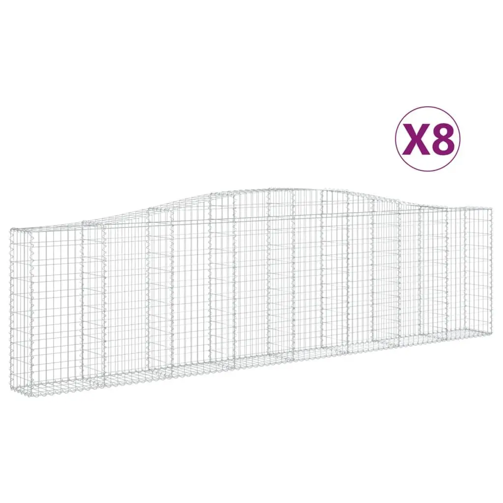Arched Gabion Baskets Silver 8 Piece Garden Retaining Wall Barrier Outdoor Landscaping
