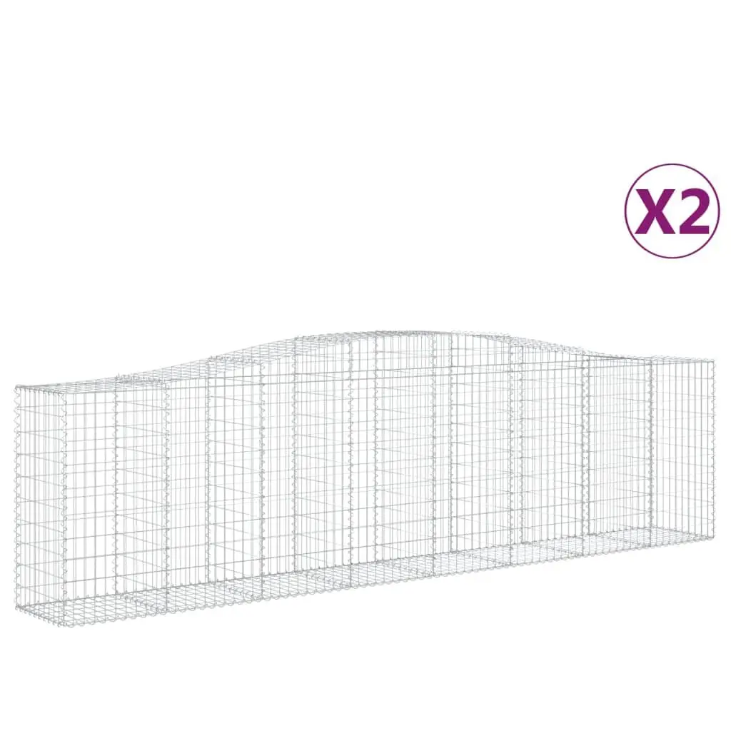 Arched Gabion Baskets Silver 400x50x100120 cm Durable Garden Barrier Retaining Wall 2 Piece