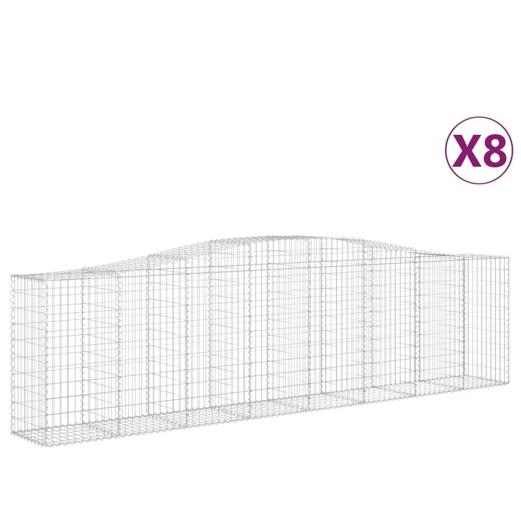 Arched Gabion Baskets Silver 400x50x100120 cm Durable Corrosion Resistant Garden Retaining Wall Barriers 8 Piece