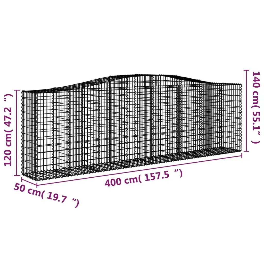 Arched Gabion Baskets Silver 3 pcs Garden Barrier Retaining Wall Decorative Outdoor