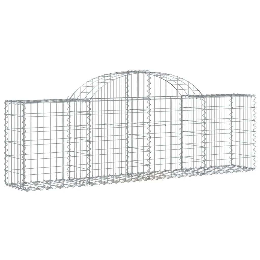 Arched Gabion Baskets Silver 200 x 30 x 60/80 cm Decorative Garden Barrier