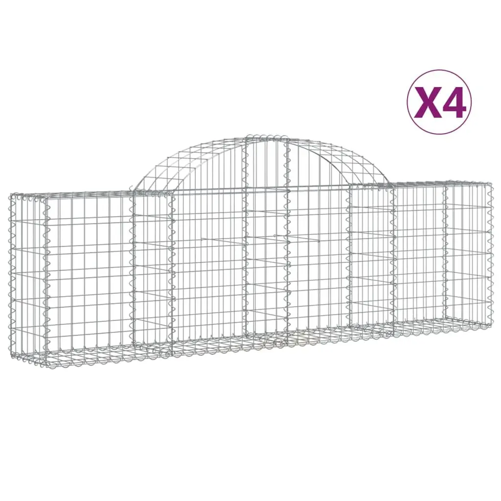 Arched Gabion Baskets 4pcs Garden Barrier Decorative Retaining Wall Silver