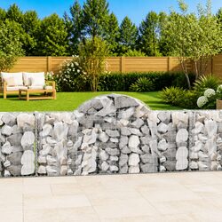 Arched Gabion Baskets 9 pcs Garden Barrier Decorative Retaining Wall Outdoor